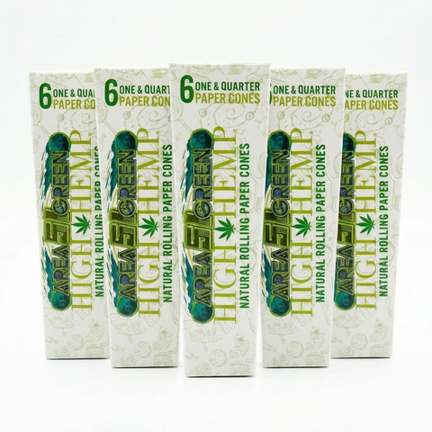 High Hemp Area 51 Green Rolling Paper Cones — Sour Apple (1¼, 6ct)