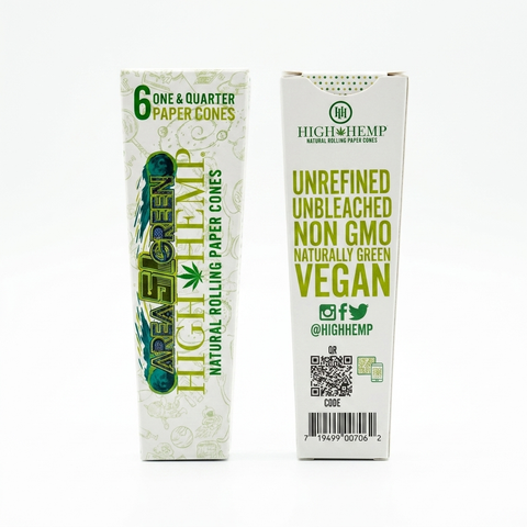 High Hemp Area 51 Green Rolling Paper Cones — Sour Apple (1¼, 6ct)