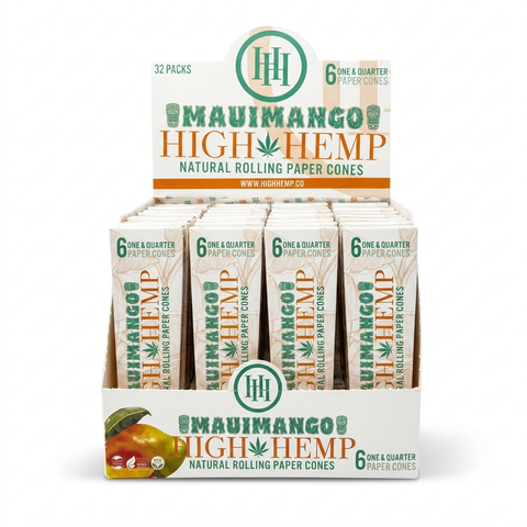 High Hemp Maui Mango Rolling Paper Cones — Tropical Mango (1¼, 6ct)