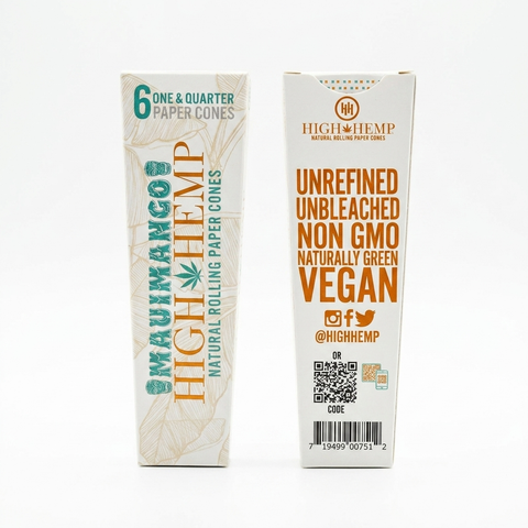 High Hemp Maui Mango Rolling Paper Cones — Tropical Mango (1¼, 6ct)
