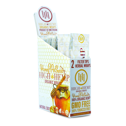 High Hemp Wraps Display Box 25 Pouches Honey Pot Swirl Flavor Organic Herbal Wraps Boxes