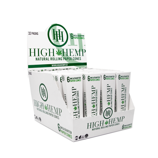 High Hemp natural rolling paper cones display